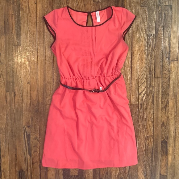 Coral Dress with Keyhole detail and Belt - Picture 1 of 4